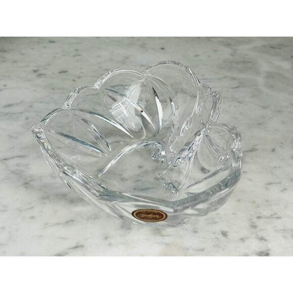 Gorham Heart Shaped Fine Crystal Bowl w/ Bow Germany Candy Dish 1831 Trinket - Picture 2 of 14